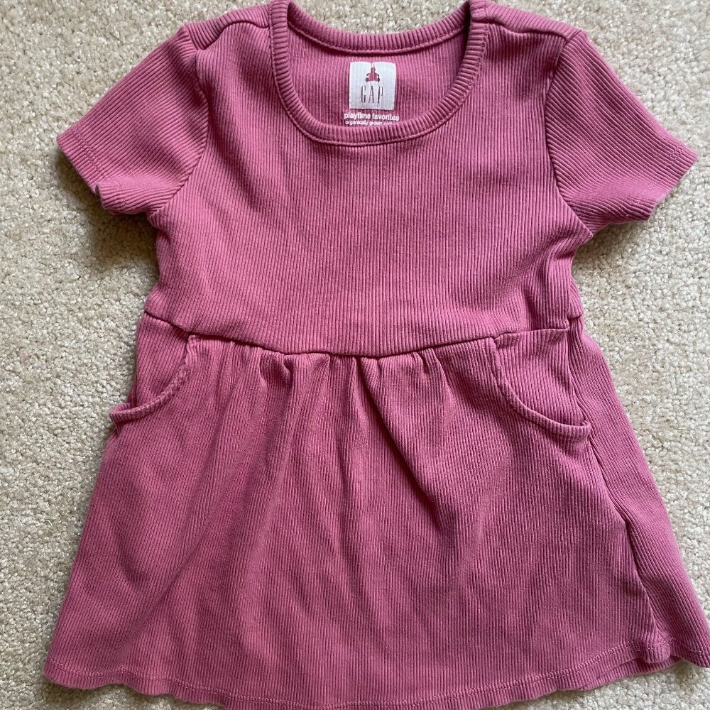 Pink Ribbed Casual Dress